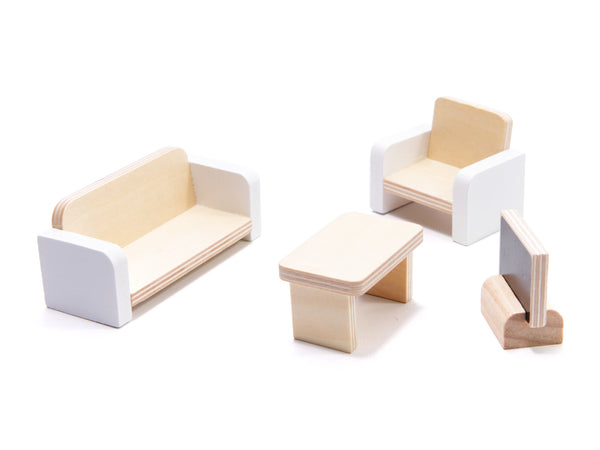 MDF koka leļļu māja + mēbeles 78cm melna LED