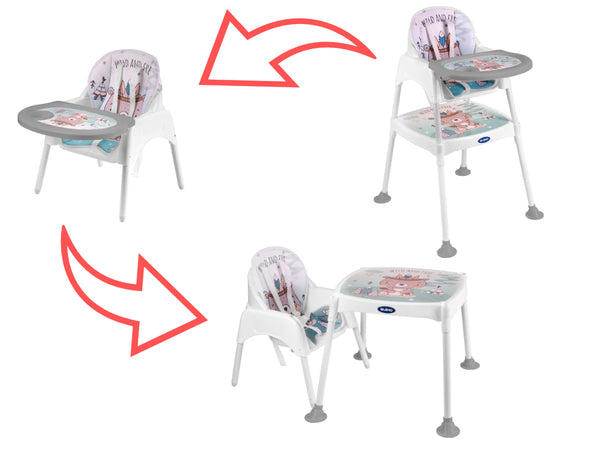 Barošanas krēsls taburete taburete krēsls 3in1 zils