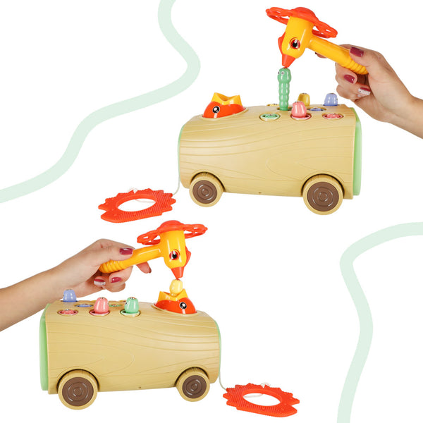 Magnētiskā spēle barot putnu uz riteņiem