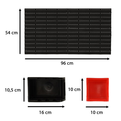 Darbnīcas organizators garāžas sienas instrumentu dēļu plaukti turētāji āķi pakaramie konteineri 48x21x1 cm