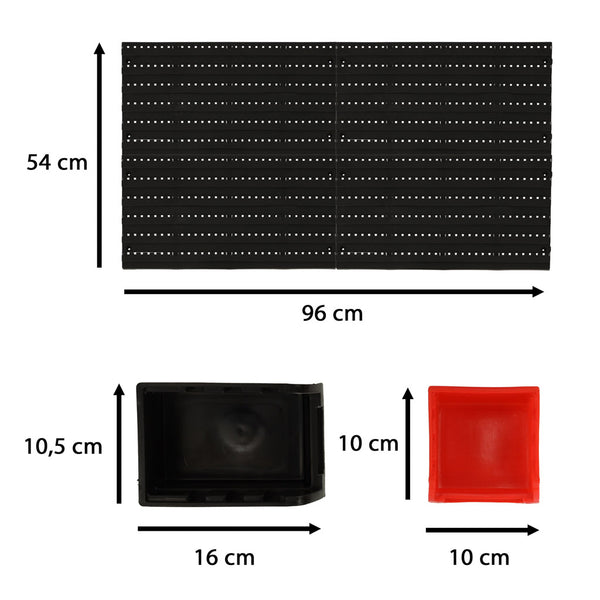 Darbnīcas organizators garāžas sienas instrumentu dēļu plaukti turētāji āķi pakaramie konteineri 48x21x1 cm