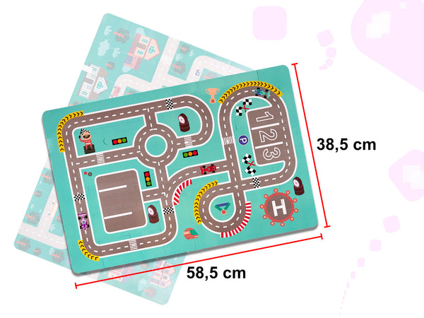 Izglītojoša koka klucīšu sacīkšu trase 160el.