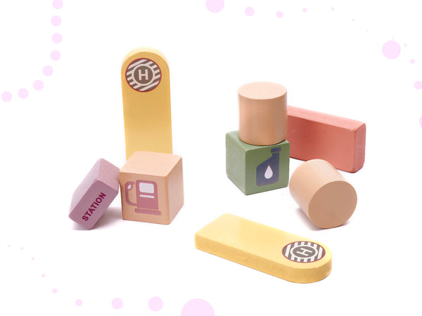 Izglītojoša koka klucīšu sacīkšu trase 160el.