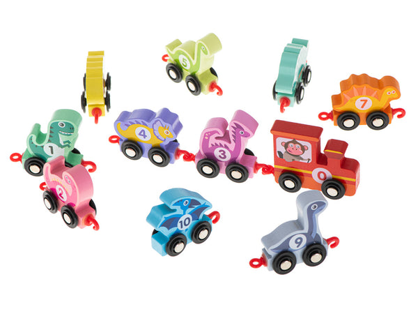 Montessori koka vilciena dinozauru vilciens