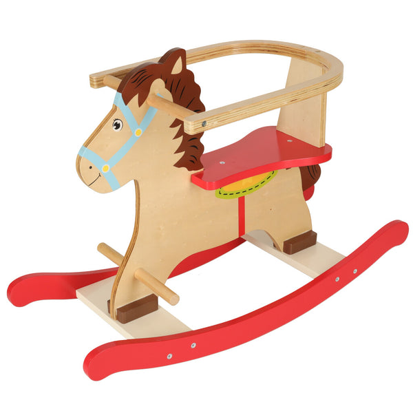 Koka šūpuļzirgs ar atzveltni