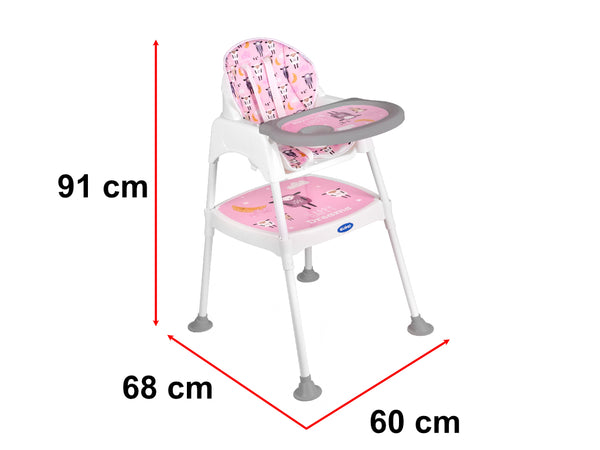 Barošanas krēsls taburete taburete krēsls 3in1 rozā krāsā