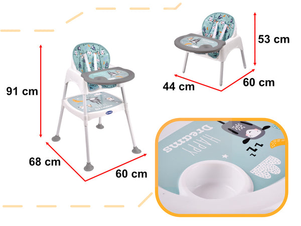 Barošanas krēsls taburete taburete krēsls 3in1 zaļš