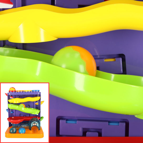 Interaktīvs 3-in-1 bumbiņu trases bumbiņu stūmējs ar āmuriem pingvīns + auto