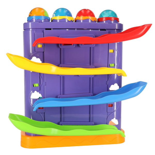 Interaktīvs 3-in-1 bumbiņu trases bumbiņu stūmējs ar āmuriem pingvīns + auto