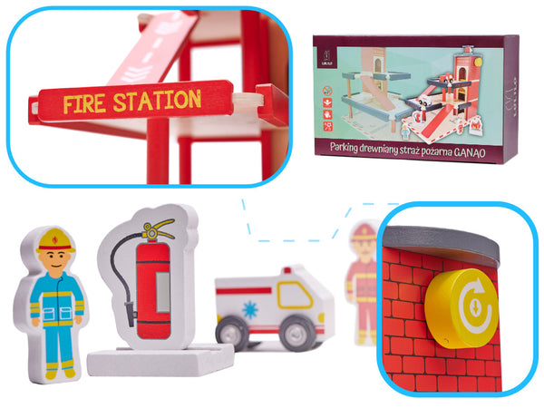 LULILO koka autostāvvieta GANAO ugunsdzēsēju komanda