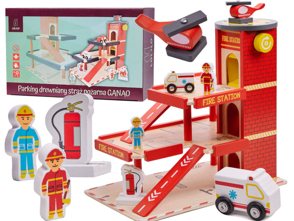 LULILO koka autostāvvieta GANAO ugunsdzēsēju komanda