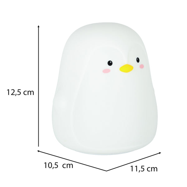 Bērnu silikona LED nakts gaisma balta pingvīns
