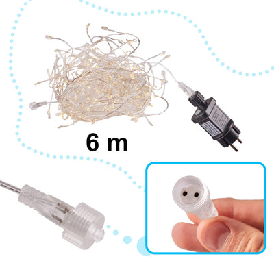 LED gaismas vītņu virtene virtene čiekuru 6m 200LED silti balta