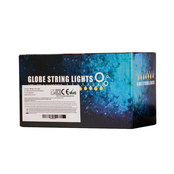 LED lodīšu ķēdes apgaismojums 10m 100LED silti balta
