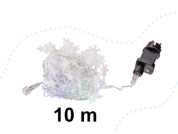 LED sniegpārsliņu ķēdes apgaismojums 10m 100LED daudzkrāsains