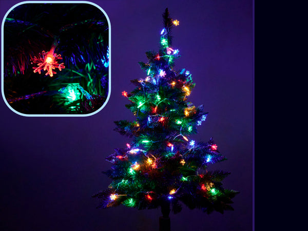 LED sniegpārsliņu ķēdes apgaismojums 10m 100LED daudzkrāsains