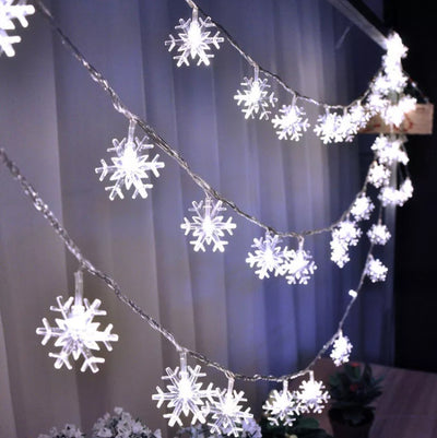 LED sniegpārsliņu ķēdes apgaismojums 10m 100LED auksti balta