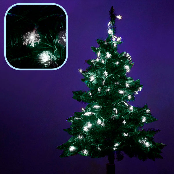 LED sniegpārsliņu ķēdes apgaismojums 10m 100LED auksti balta