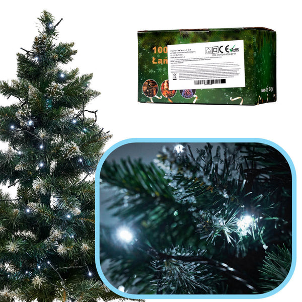 LED gaismas ķēdes 10m 100LED aukstā baltā krāsā