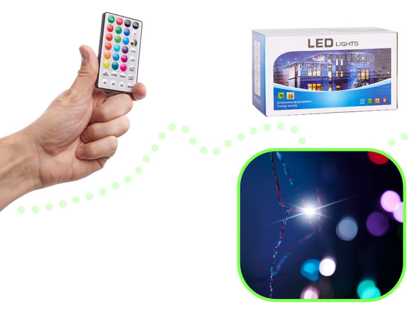 LED apgaismojums Kāzu dekorēšana 3x3m 200LED USB + tālvadības pults 16 krāsas ar atmiņu