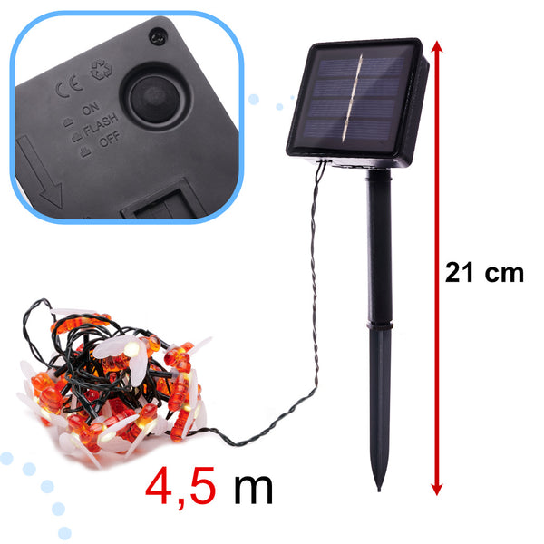 Saules dārza apgaismojums bišu ķēde 4,5 m 30LED silts