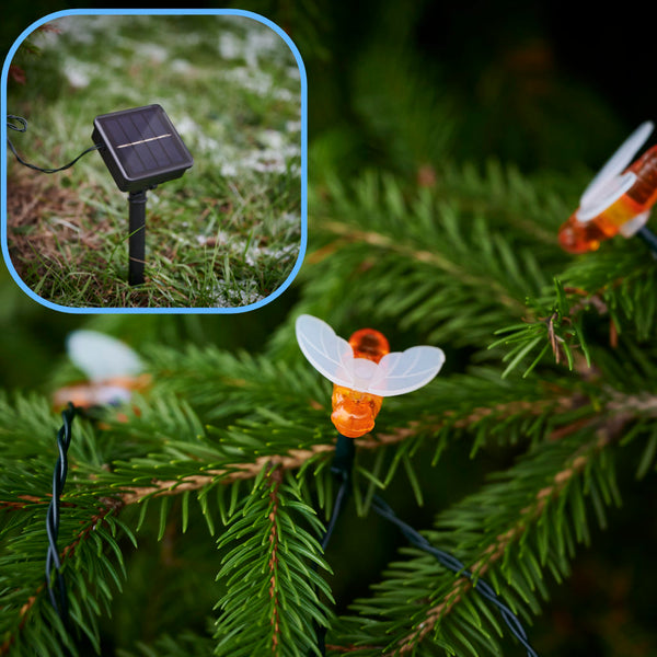 Saules dārza apgaismojums bišu ķēde 4,5 m 30LED silts