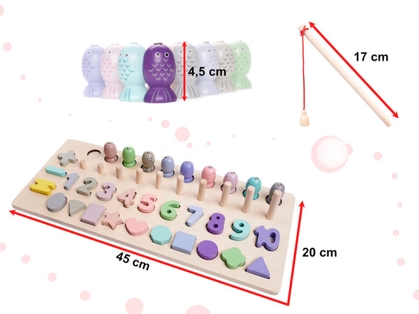 Koka skaitīšanas ritenis zivju ķeršanas skaitļu formas