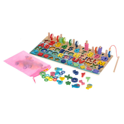 Koka skaitīšanas ritenis zvejas alfabēta skaitļi