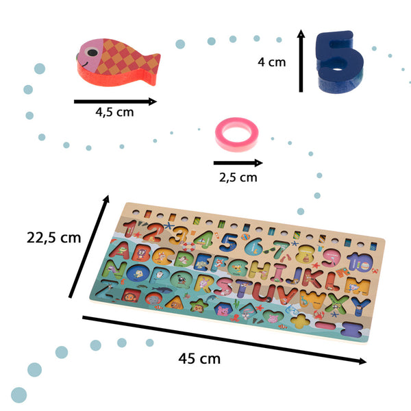 Koka skaitīšanas ritenis zvejas alfabēta skaitļi