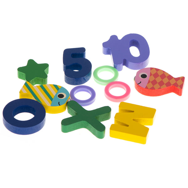 Koka skaitīšanas ritenis zvejas alfabēta skaitļi