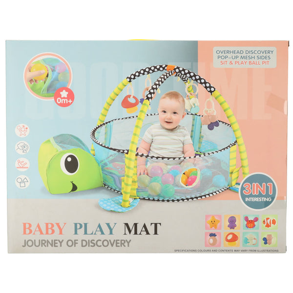 Izglītojošs paklājiņš 3in1 bruņurupucis rotaļu krēsls liels 0+ 30 bumbiņas