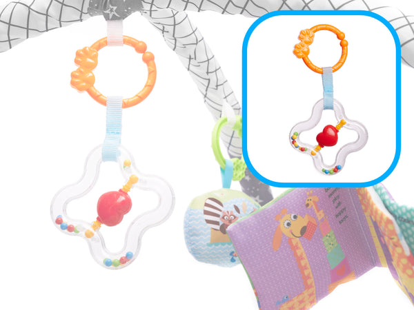 Izglītojošs paklājiņš ar lāpstiņām Rotaļu krēsls ar bumbiņām pelēks