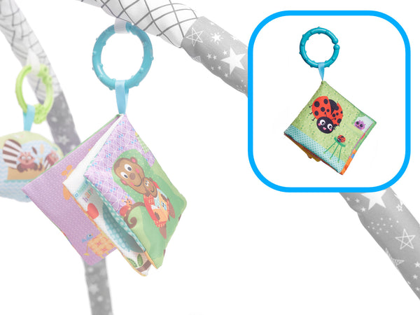 Izglītojošs paklājiņš ar lāpstiņām Rotaļu krēsls ar bumbiņām pelēks