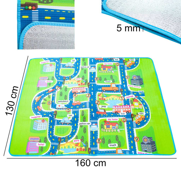 Izglītojošs putuplasta paklājs bērniem ielas 160x130cm