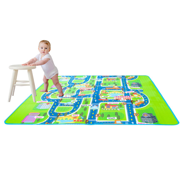 Izglītojošs putuplasta paklājs bērniem ielas 160x130cm