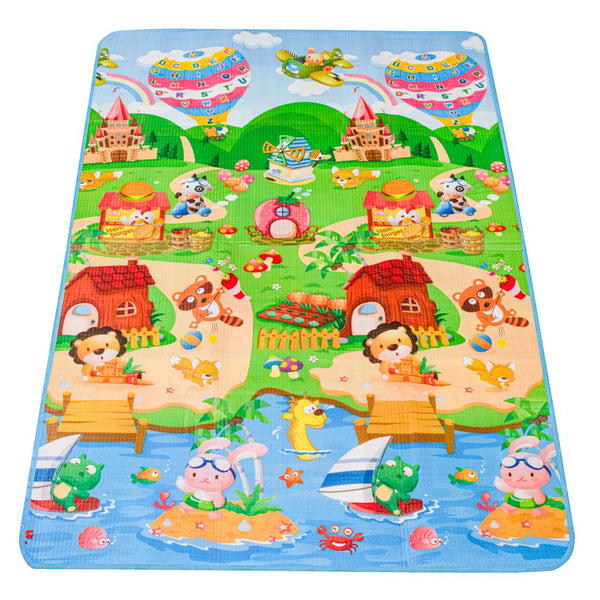 Izglītojošs divpusējs putuplasta rotaļu laukuma paklājs 180x120cm