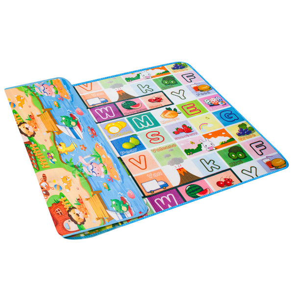 Izglītojošs divpusējs putuplasta rotaļu laukuma paklājs 180x120cm