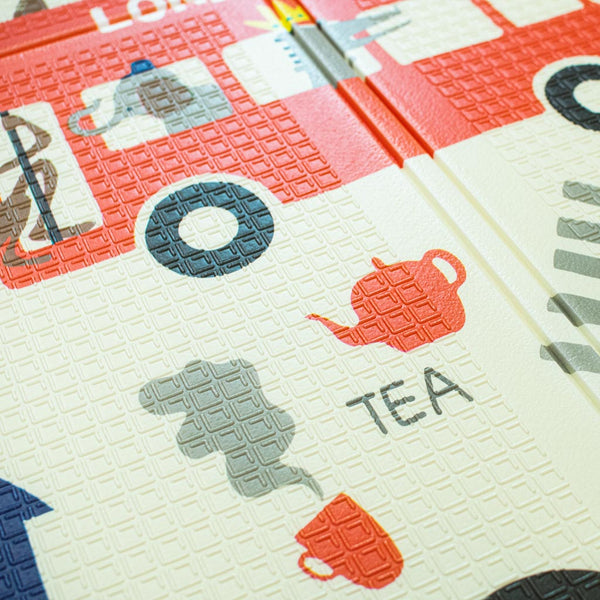 Izglītojošs salokāms putuplasta divpusējs pilsētas/meža paklājs 200 x 180cm x 0,8cm