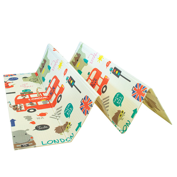 Izglītojošs salokāms putuplasta divpusējs pilsētas/meža paklājs 200 x 180cm x 0,8cm