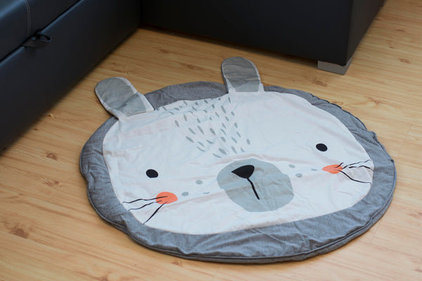 Bērnu paklājiņš apaļš pelēks trusis 85cm