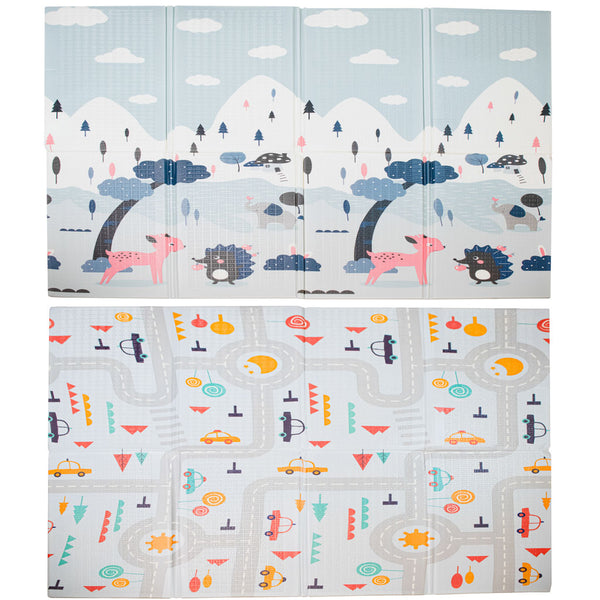 Izglītojošs paklājiņš bērniem iela/mežs 177x158x0.8cm