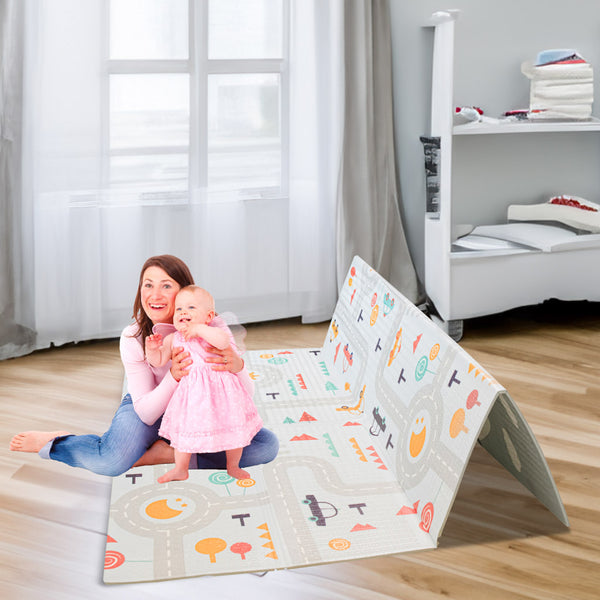 Izglītojošs paklājiņš bērniem iela/mežs 177x158x0.8cm