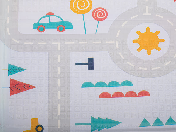 Izglītojošs paklājiņš bērniem iela/mežs 177x158x0.8cm