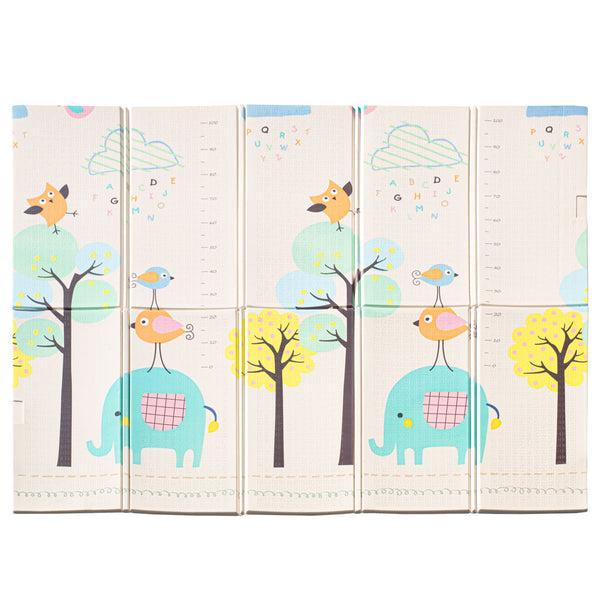 Izglītojošs divpusējs salokāms putuplasta paklājs 179x198 ziloņi/attēli