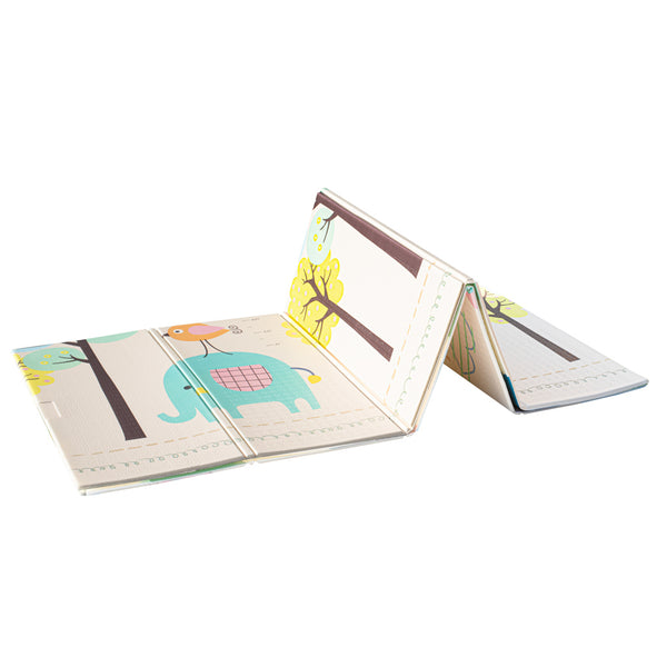 Izglītojošs divpusējs salokāms putuplasta paklājs 179x198 ziloņi/attēli