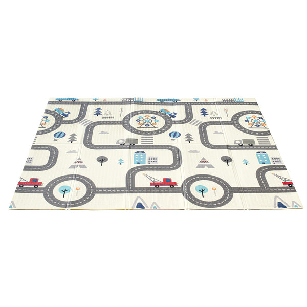 Izglītojošs salokāms divpusējs putuplasta paklājs 179x198 dzīvnieki/ielas