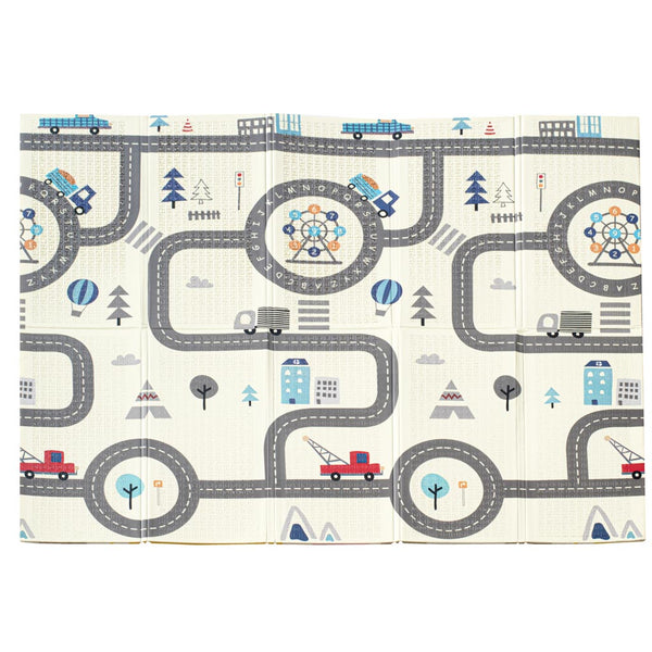 Izglītojošs salokāms divpusējs putuplasta paklājs 179x198 dzīvnieki/ielas