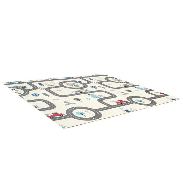 Izglītojošs salokāms divpusējs putuplasta paklājs 179x198 dzīvnieki/ielas