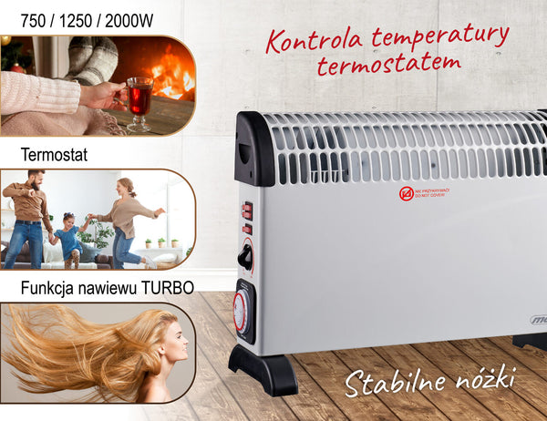 Mesko MS 7741w elektriskais konvektors, sildītājs, taimeris, turbo ventilators, termostats <45dB 2000W