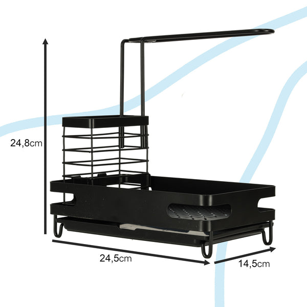 Virtuves organizators izlietnei virtuves piederumu plaukts melns